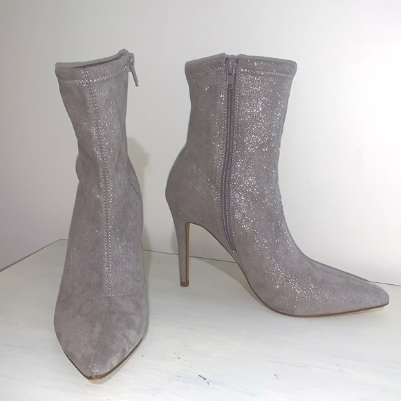 BP Braylee Fab Booties in Sparkling Faux Suede Fabric - Picture 3 of 12